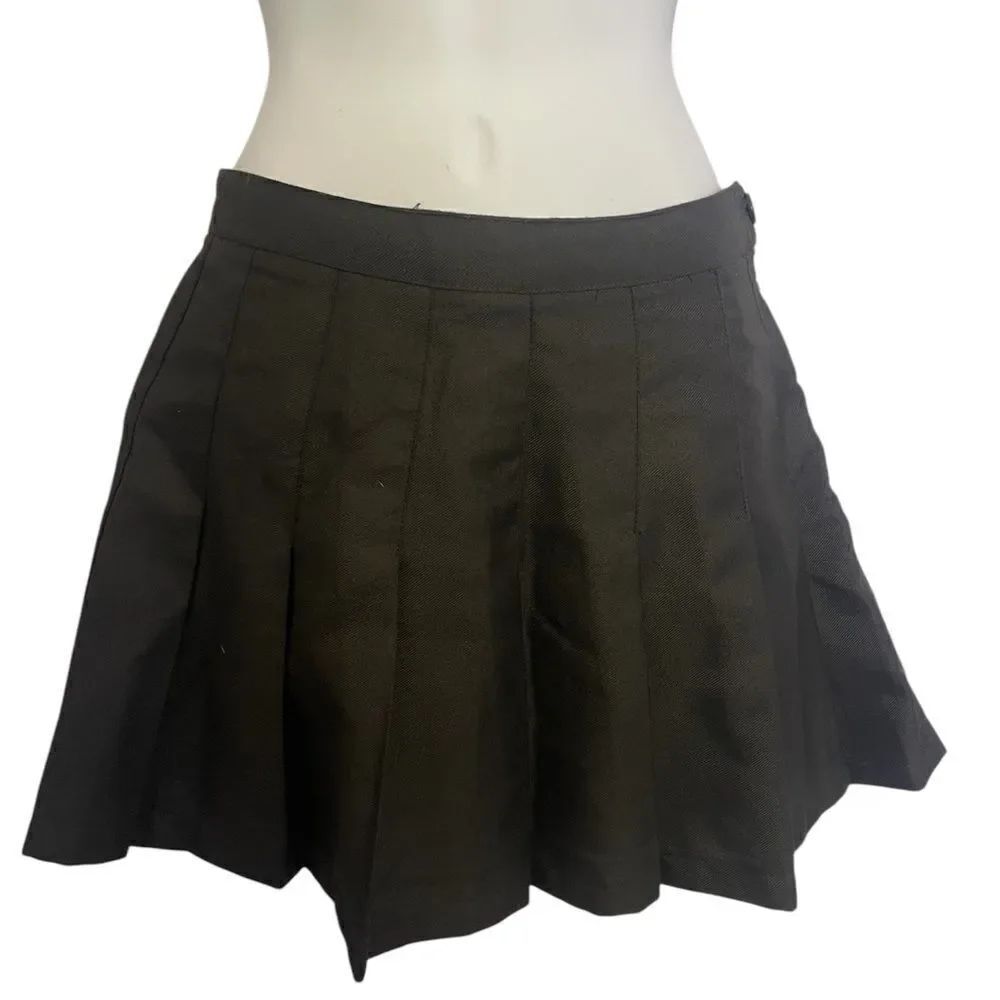 Black Pleated Mini Skirt